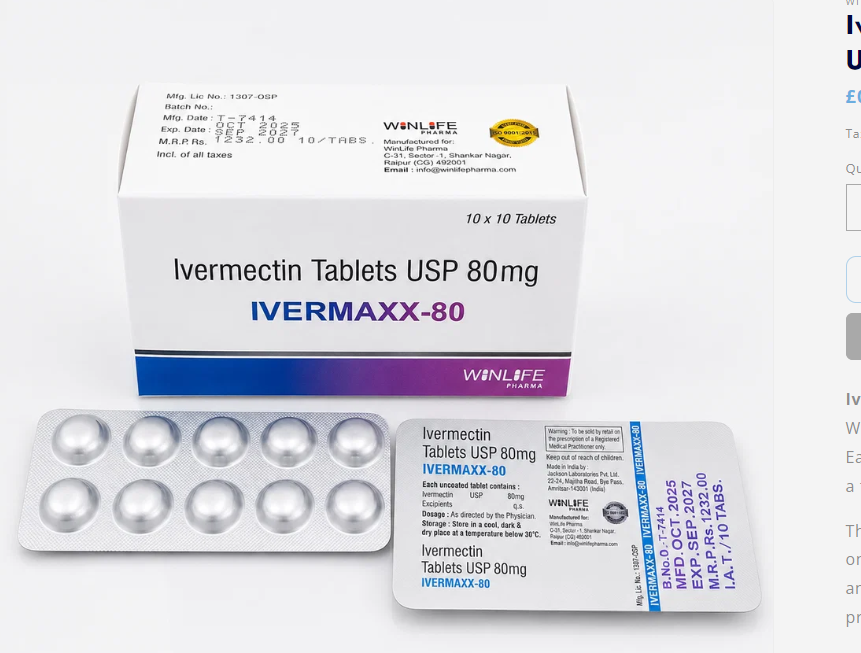 Ivermaxx-80 Ivermectin Tablets USP 80mg box and blister packs